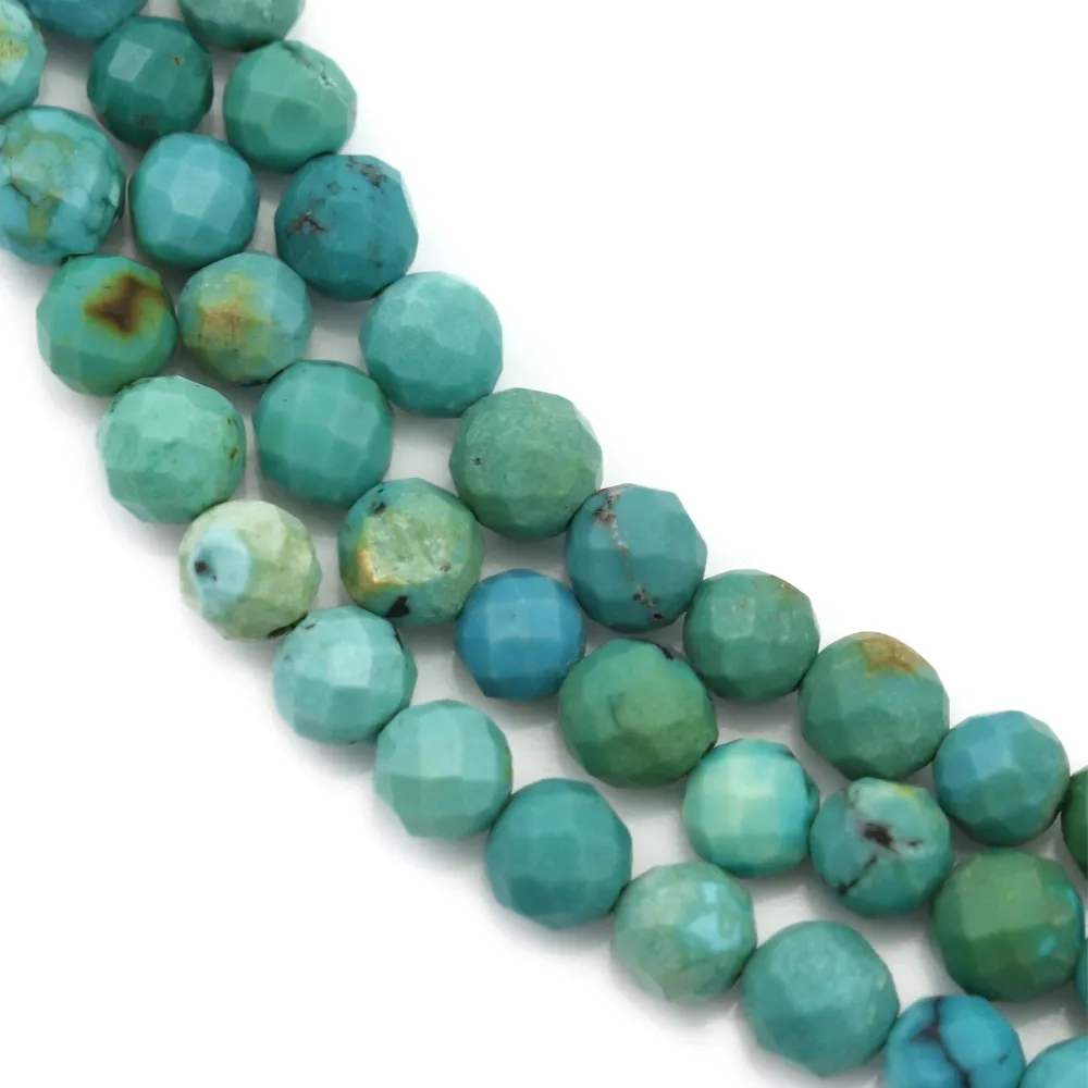 Turquoise ronde facetté 4mm sur fil 39cm
