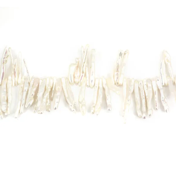 Freshwater cultured pearls, white, baroque tube, 20-45mm x 39cm