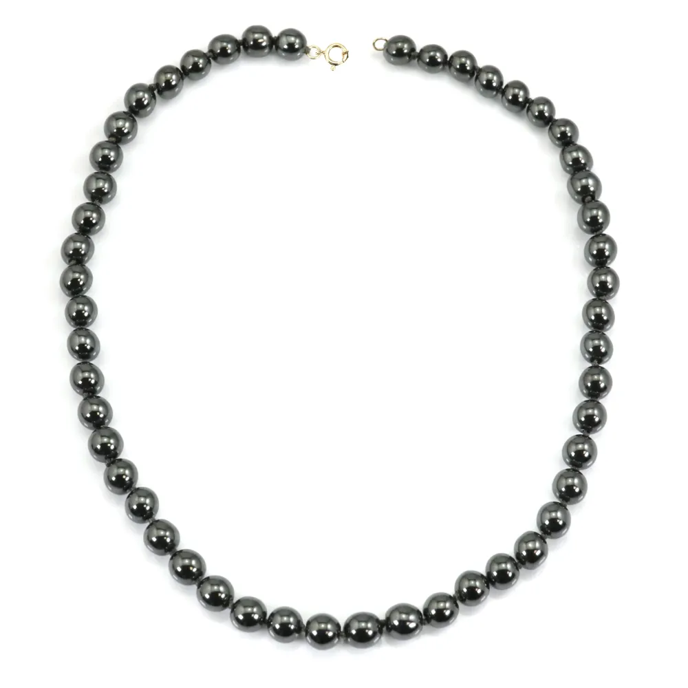Collar Hematites Redondo 8mm x 1pc