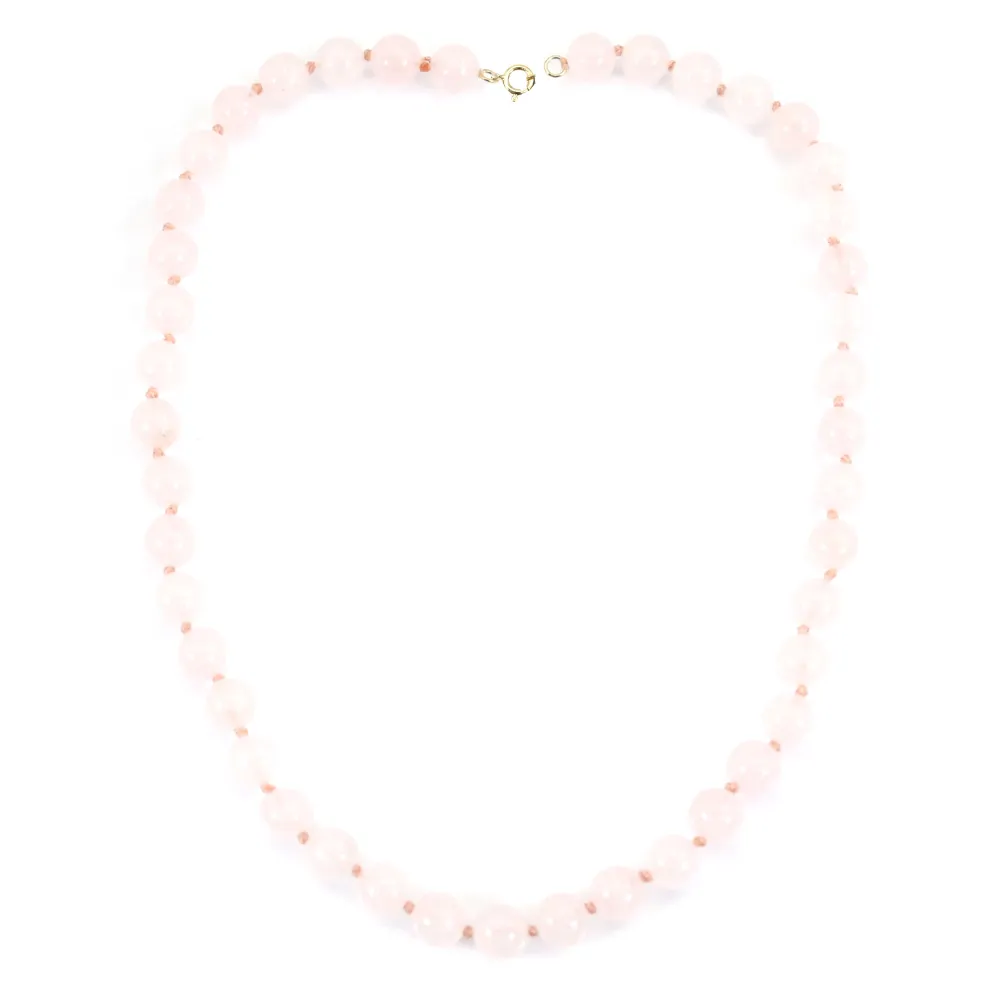Collar Redondo de Cuarzo Rosa 8mm x 1pc