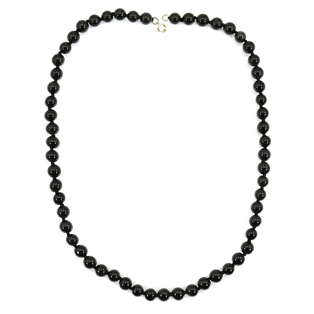 Collana di ossidiana rotonda 6mm x 1pc
