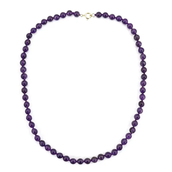 Round Amethyst necklace 6mm x 1pc
