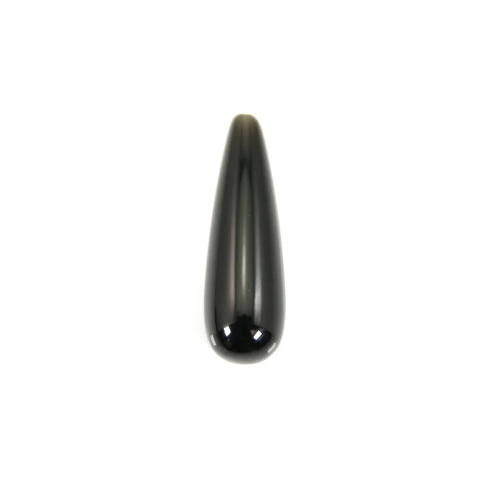 Obsidian drop half drilled 7x23mm x 1pc