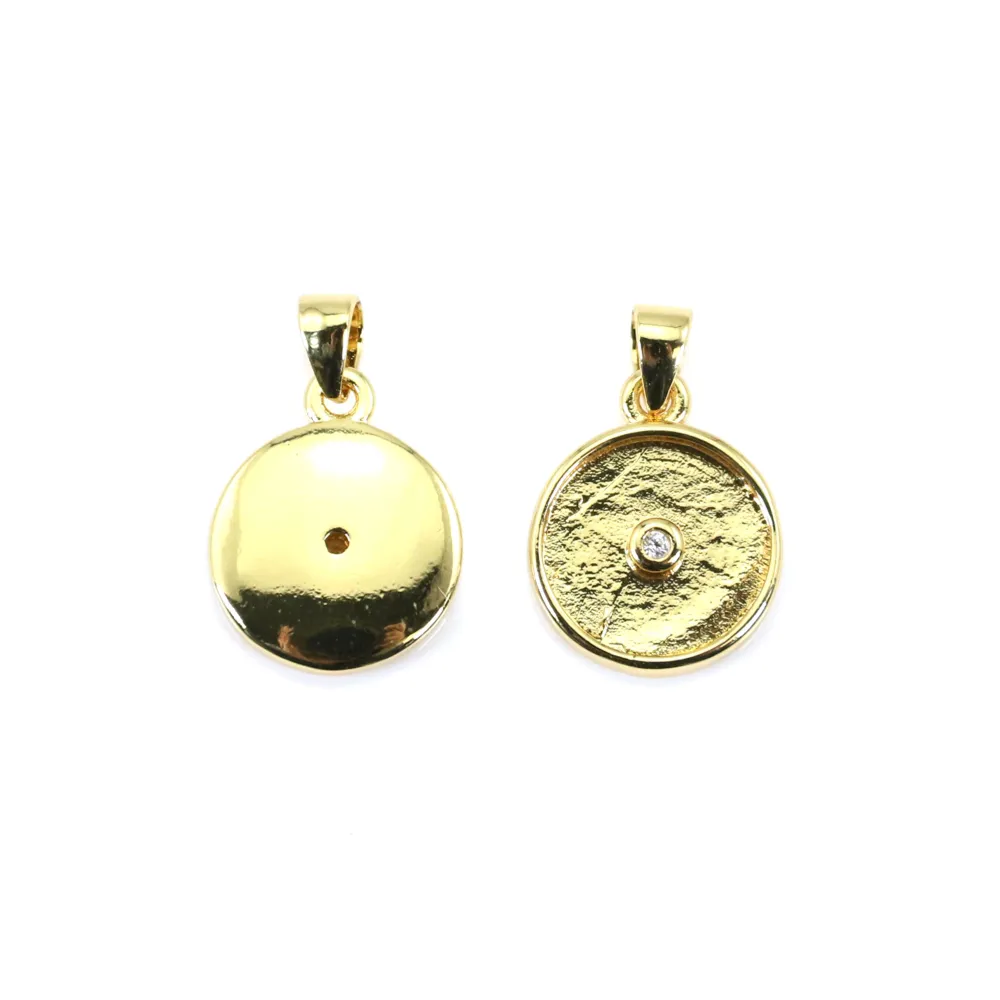 Pingente para Cabochão Donut 10mm - Óxido de Zircónio - Ouro x 1pc