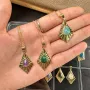 Diamond pendant for cabochon drop 8x10mm - Gold x 1pc