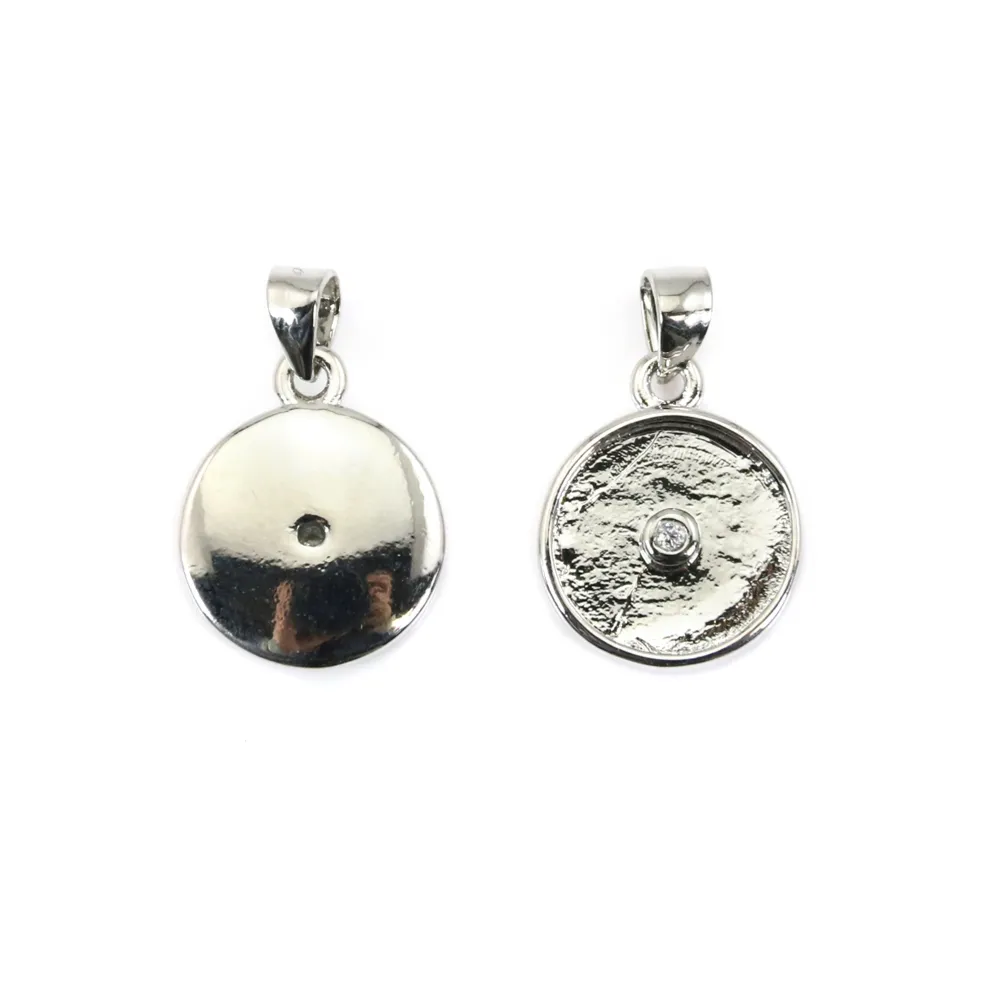 Pendente para Cabochão Donut 10mm - Óxido de Zircónio - Banhado a prata x 1pc