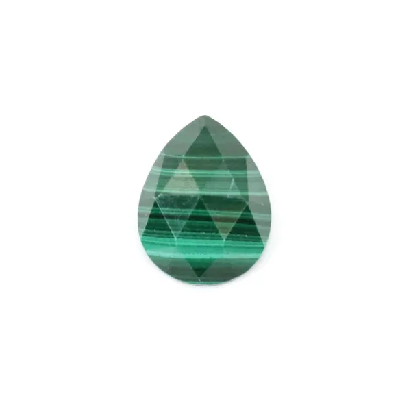 Malachite faceted drop cabochon 8x10mm x 1pc