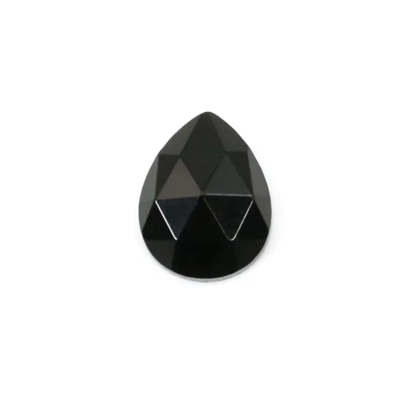 Obsidian faceted drop cabochon 8x10mm x 1pc