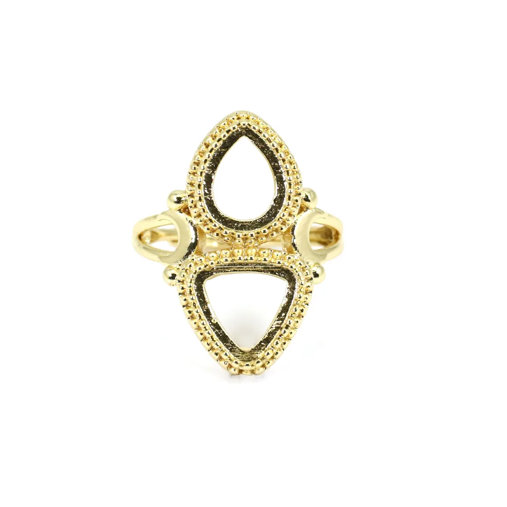 Bague réglable pour cabochon goutte & triangle - Doré x 1pc