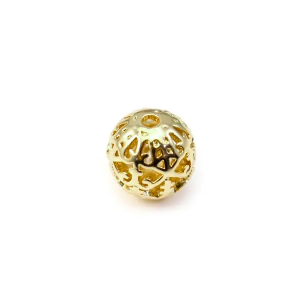 Boule ajourée  Plaquée par "flash" or sur laiton 8mm x 1pc