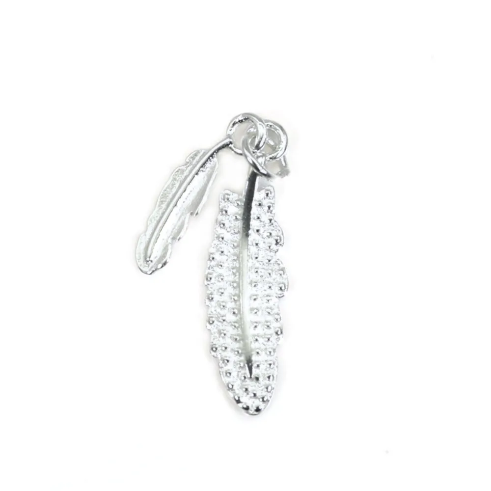 Breloque plume double 5x17.5mm - Argent 925 x 1pc