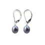 Boucle d'oreille perle d'eau douce noir 8mm x 2pcs