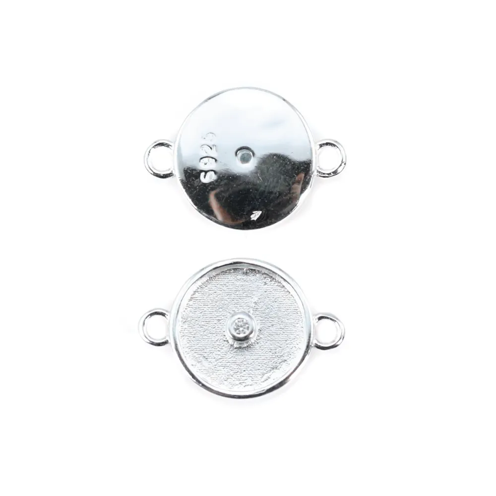 Intercalaire pour cabochon donut 10mm - oxyde de zirconium & Argent 925 x 1pc
