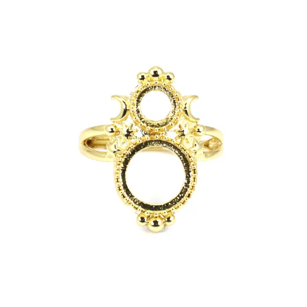 Einstellbarer Ring für runden Cabochon 6 & 10mm - Vergoldet x 1St