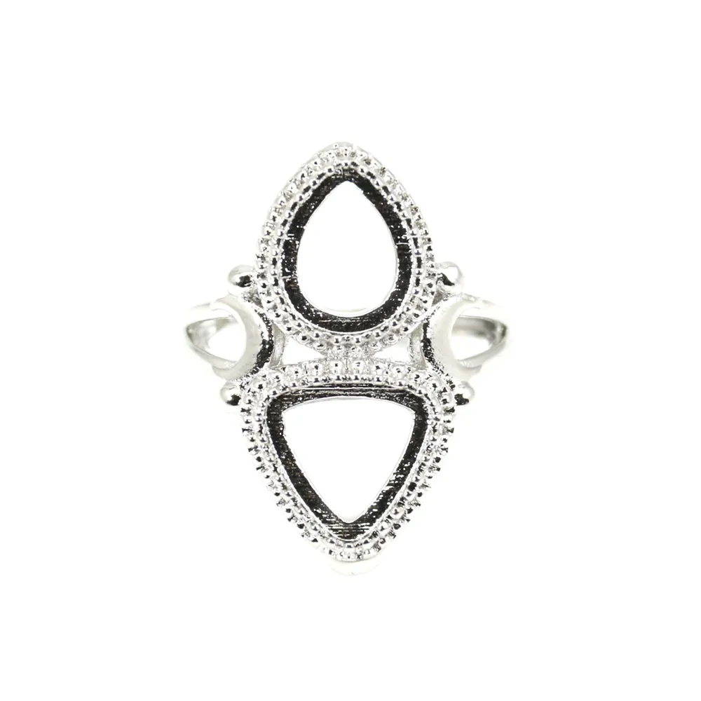 Bague réglable pour cabochon goutte & triangle - Argenté x 1pc