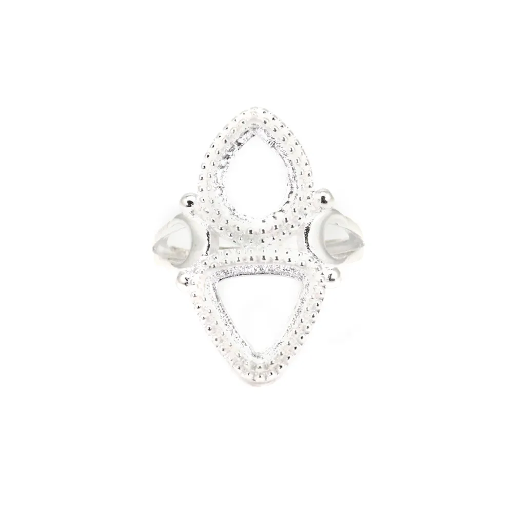 Anello regolabile per goccia e triangolo cabochon - Argento 925 x 1 pezzo