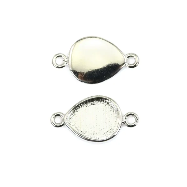 Intercalaire pour cabochon goutte 8x10mm - Argenté x 1pc
