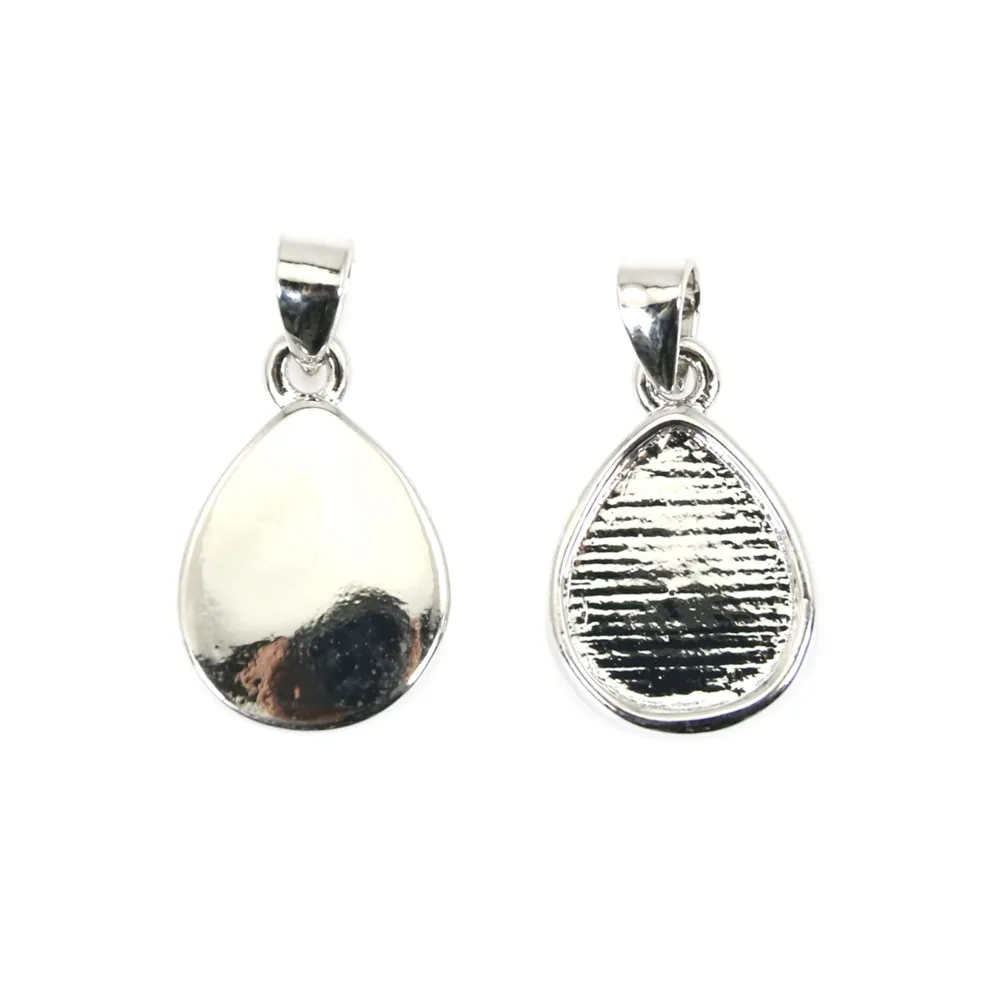 Pingente para gota de cabochão 8x10mm - Banhado a prata x 1pc