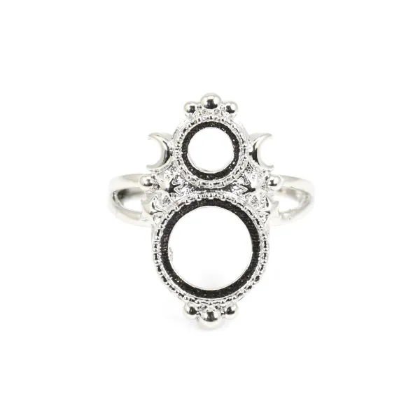 Einstellbarer Ring für runden Cabochon 6 & 10mm - Silber x 1St