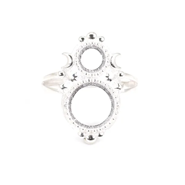 Bague réglable pour cabochon rond 6 & 10mm - Argent 925 x 1pc
