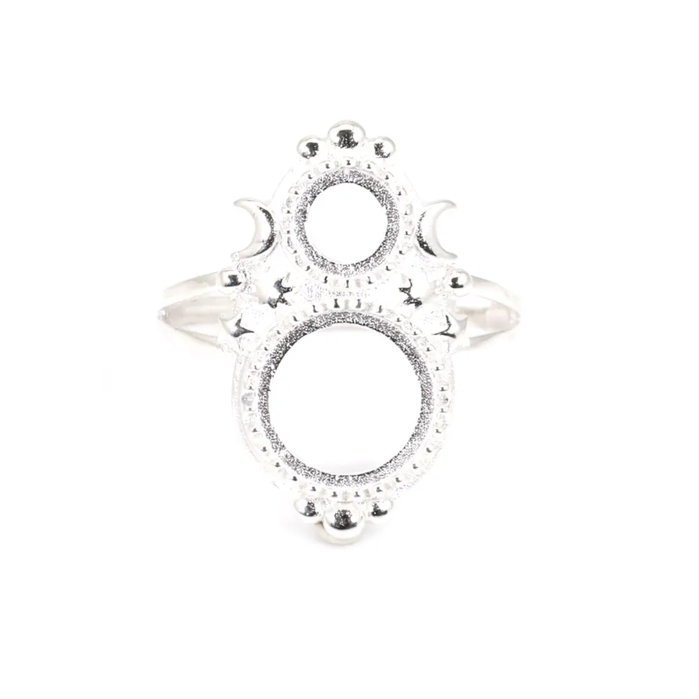 Adjustable ring for round cabochon 6 & 10mm - Silver 925 x 1pc
