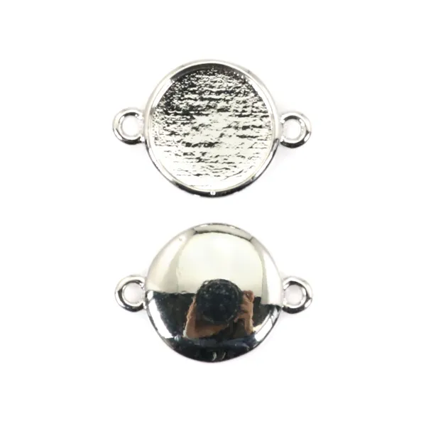 Intercalaire pour cabochon rond 10mm - Argenté x 1pc