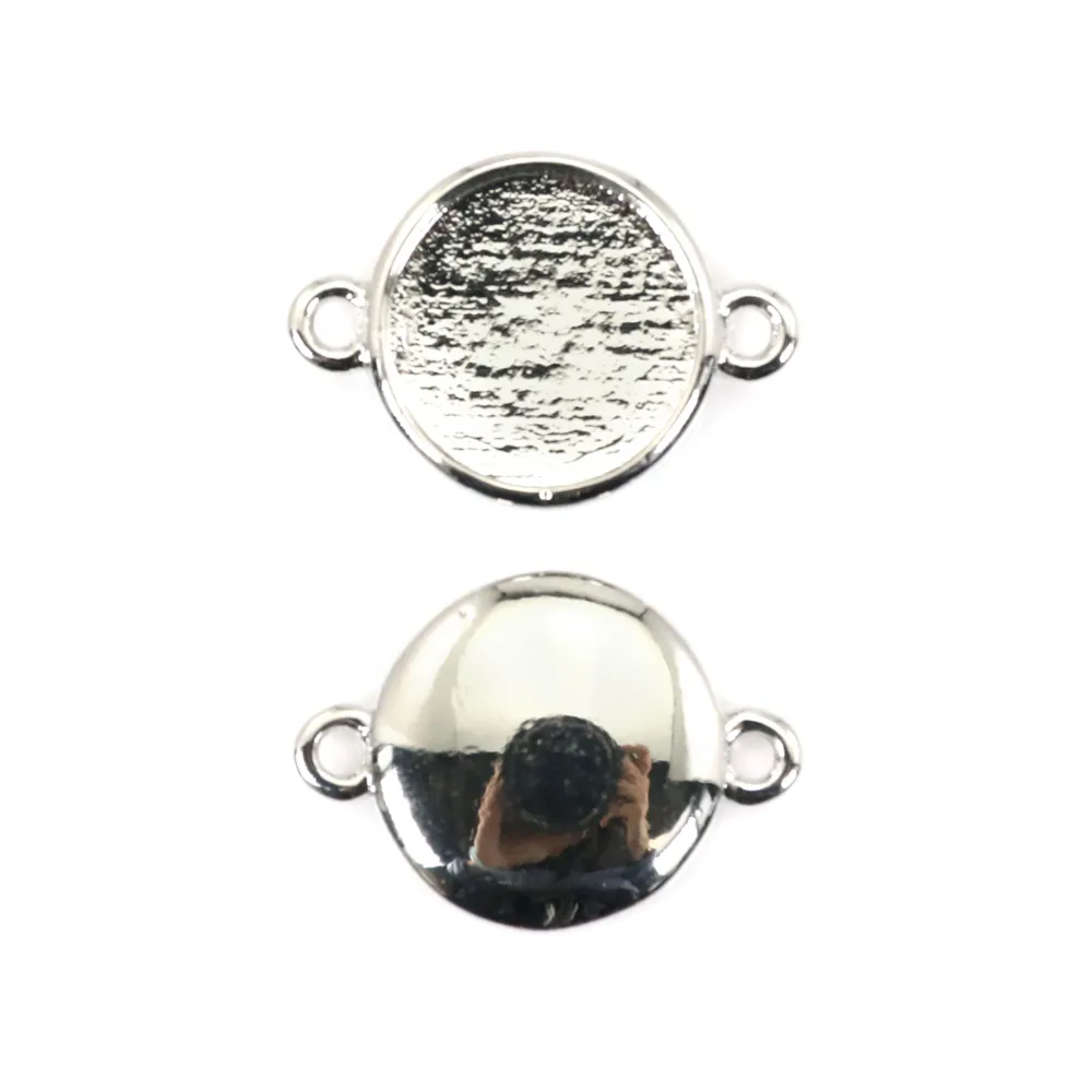 Intercalaire pour cabochon rond 10mm - Argenté x 1pc