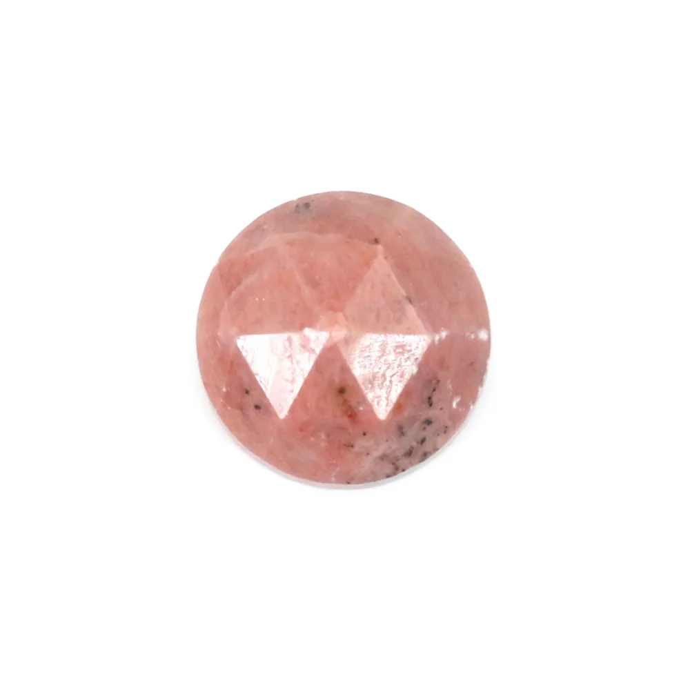 Rodonite cabochon rotonda sfaccettata 10mm x 1pc