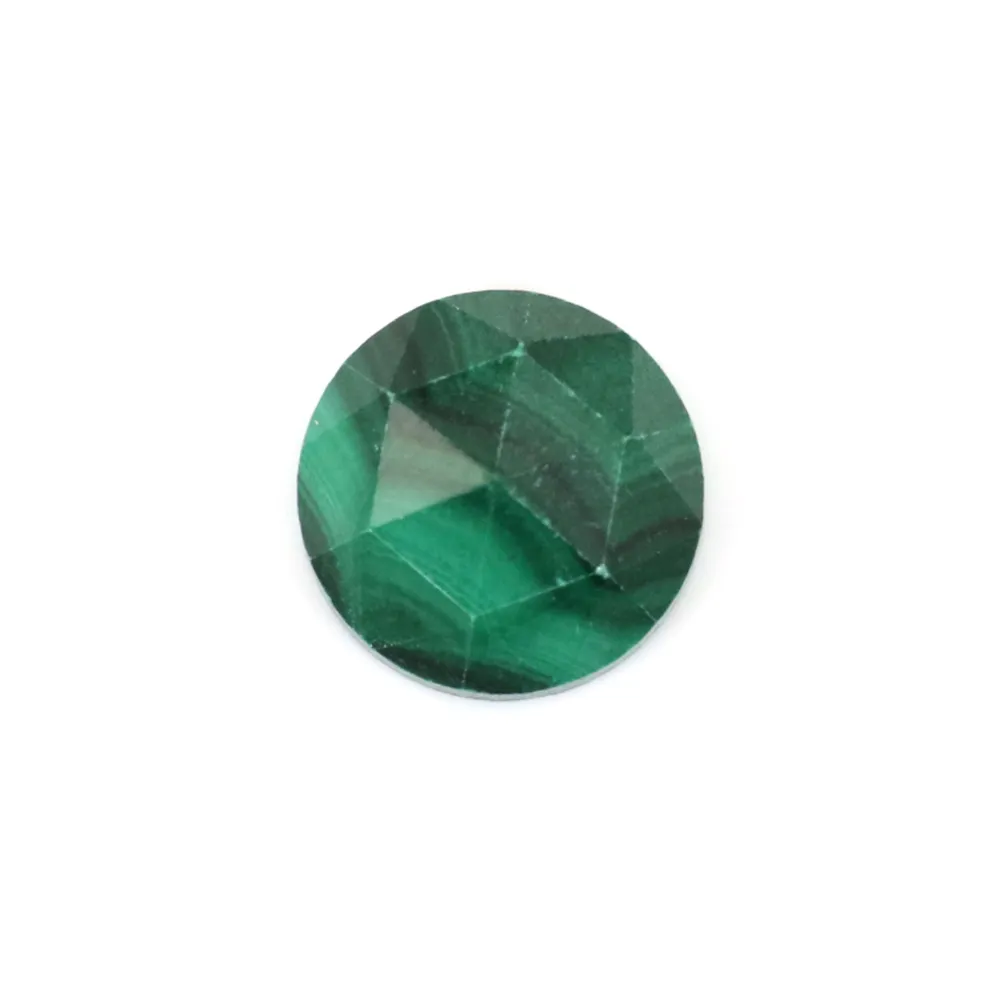 Cabochão de malaquite facetado redondo 10mm x 1pc