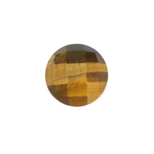 Cabochon Oeil de tigre rond facetté 10mm x 1pc