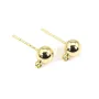 Flash gold gilt ball-shape ear studs 3mm x 2pcs