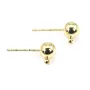 Flash gold gilt ball-shape ear studs 3mm x 2pcs
