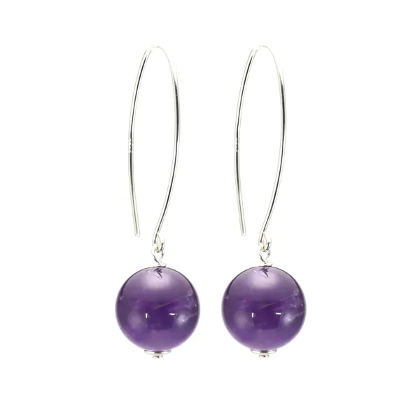 Boucles d'oreilles argent 925 amethyste 12mm x 2pcs 