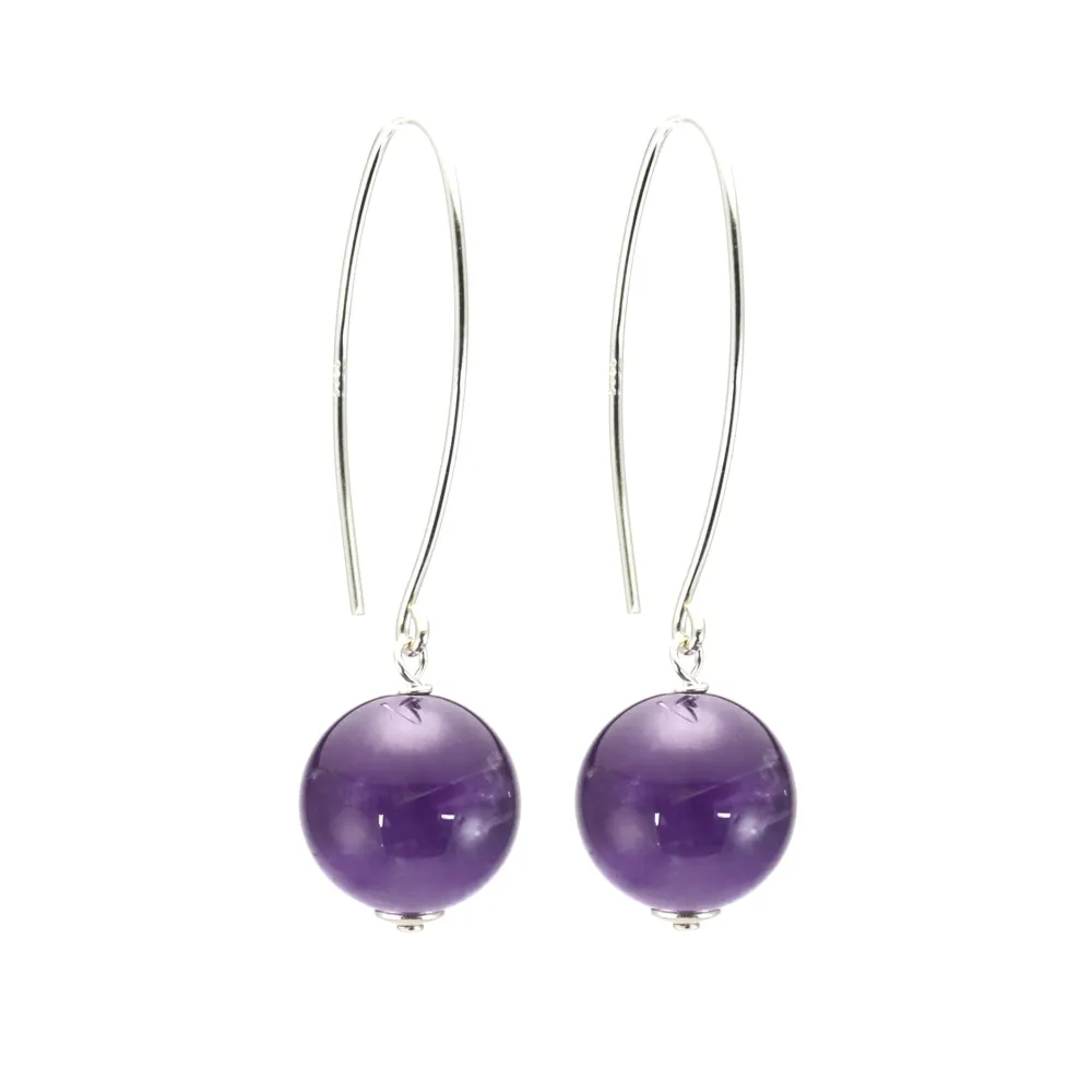 Boucle d'oreille argent 925 amethyste 12mm x 2pcs 