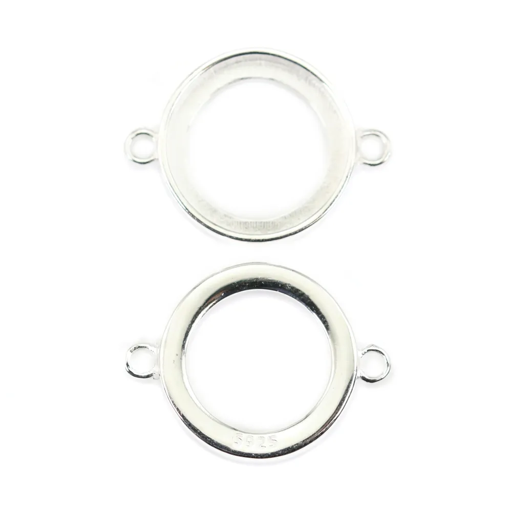 Espaçador para cabochão redondo de 14mm - Prata 925 x 1pc