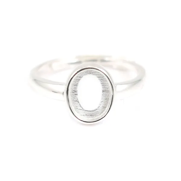 Adjustable ring for oval cabochon 6.4x8.5mm - Silver 925 x 1pc