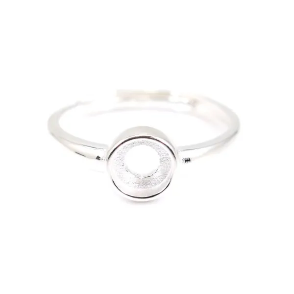 Adjustable ring for 6mm round cabochon - Silver 925 x 1pc