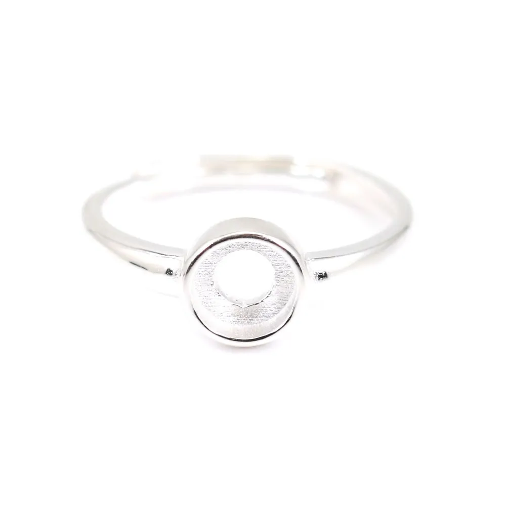 Anillo ajustable para cabujón redondo de 6mm - Plata 925 x 1pc