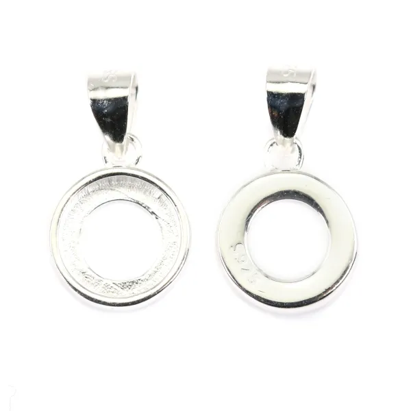 Ciondolo cabochon rotondo 8mm - Argento 925 x 1pc