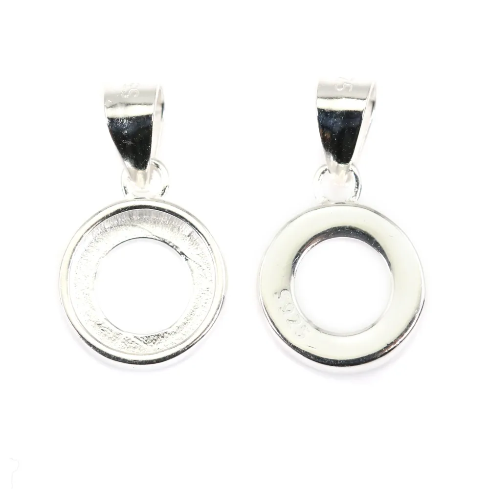Ciondolo cabochon rotondo 8mm - Argento 925 x 1pc
