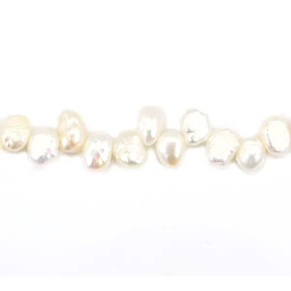 Perle de culture d'eau douce, blanche, baroque, 6-6.5mm x 36cm