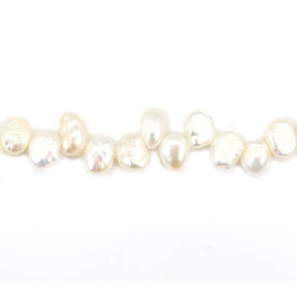 Perle de culture d'eau douce, blanche, baroque, 6-6.5mm x 36cm