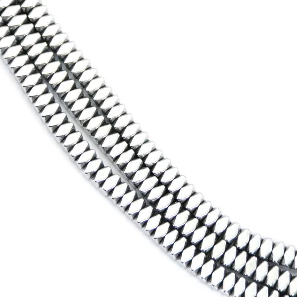 Hematite redonda de prata facetada 2x4mm x 40cm