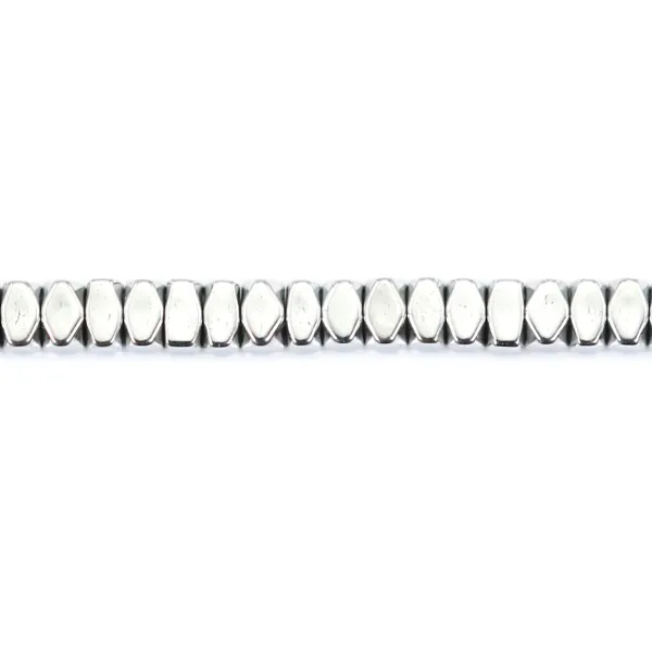 Hematite redonda em prata facetada 1,2x2mm x 39cm