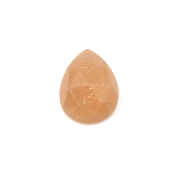 Orange moonstone cabochon faceted drop 8x10mm x 1pc