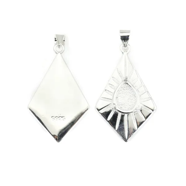 Pendentif losange pour cabochon goutte 8x10mm - Argent 925 x 1pc