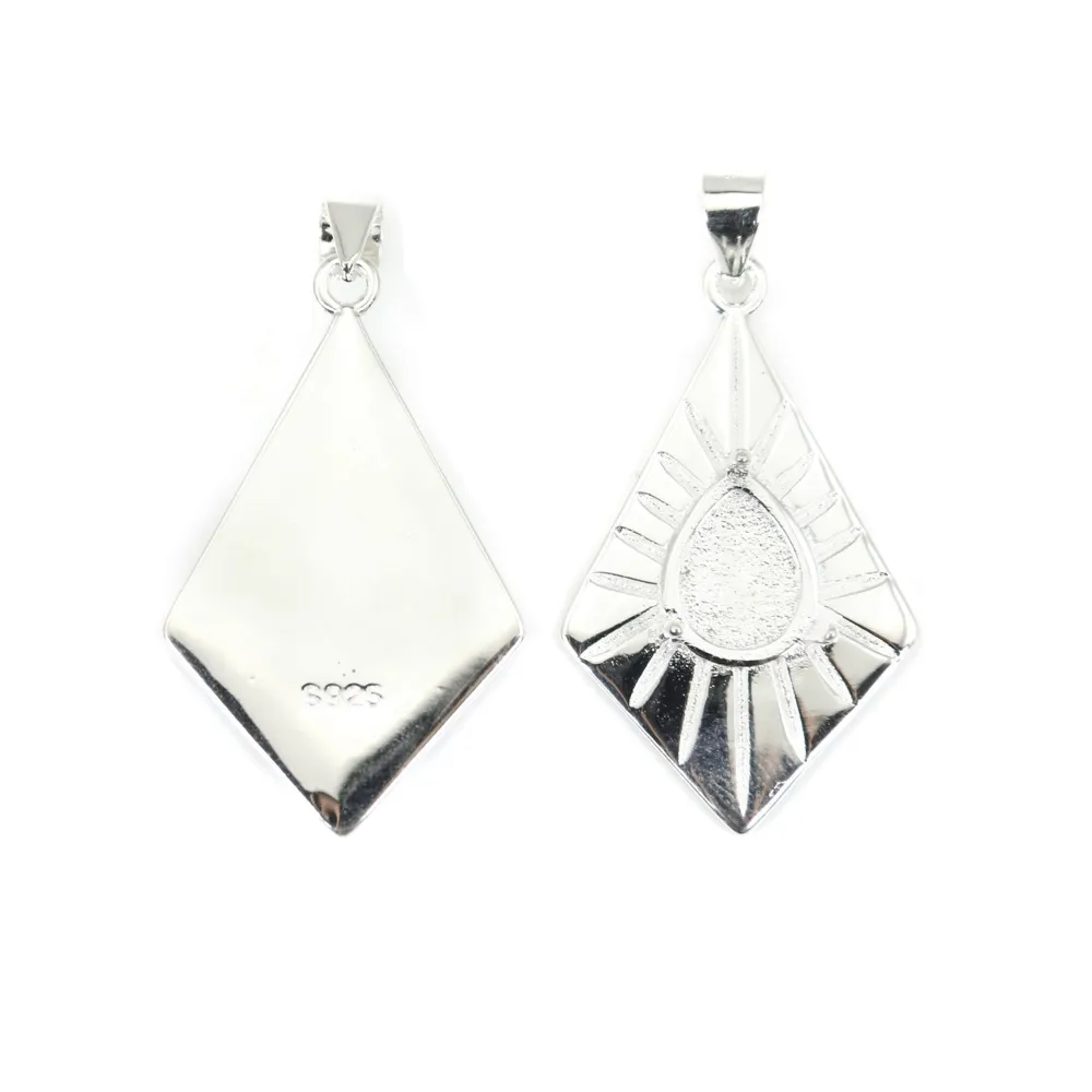 Diamond pendant for cabochon drop 8x10mm - Silver 925 x 1pc