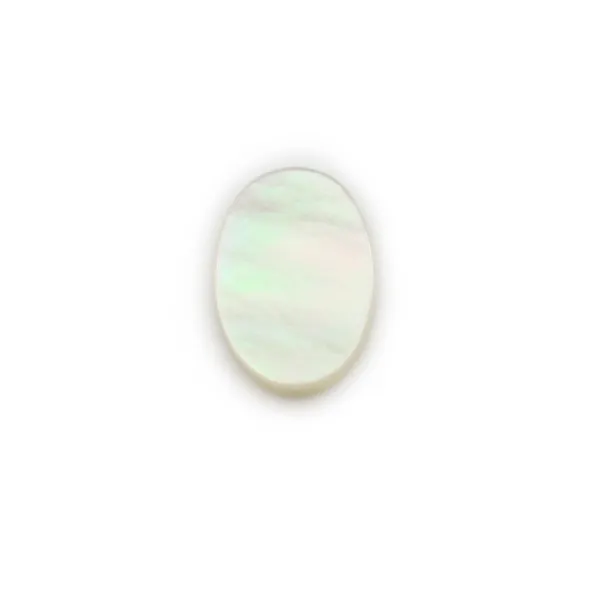 Cabochon Nacre blanche ovale plat 8x10mm x 1pc