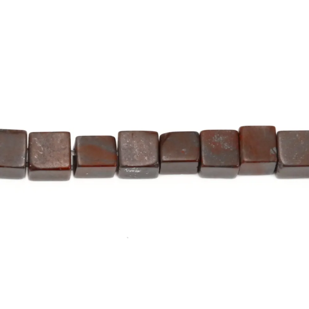 Jaspe d'arc-en-ciel rouge, en forme de cube 4mm x 40cm