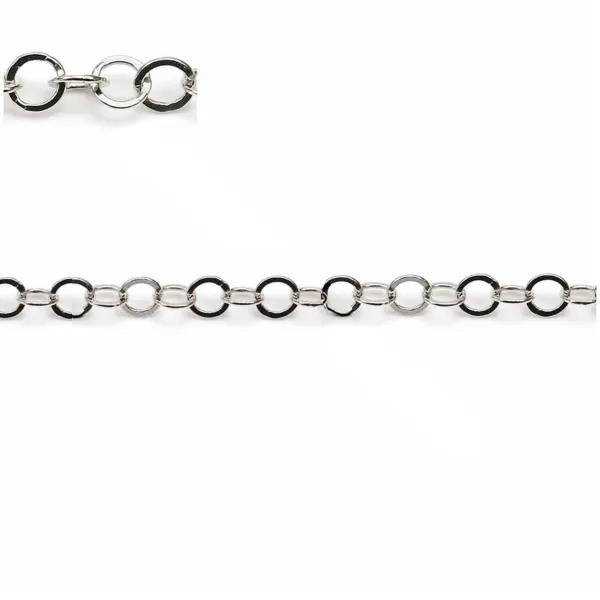 Chaîne argent 925 Rhodié maille ronde plat 3.5mm x 50cm
